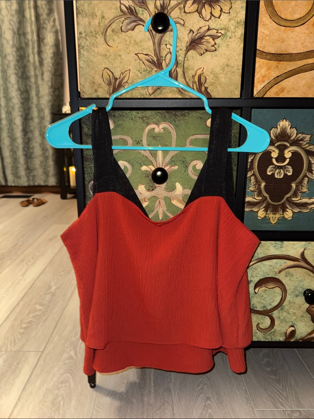 DKNY Black & Red Layered Camisole Tank